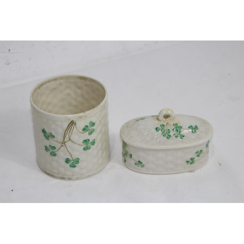 287 - VINTAGE BELLECK POT AND TRINKET POT