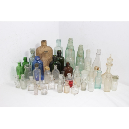 288 - BOX OF VINTAGE GLASS BOTTLES