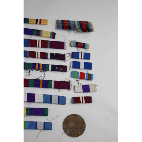 705 - WWI AND WWII MEDALS AND RIBBONS AND 2 LATER CORONATION MEDALS