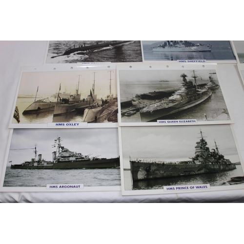 708 - LARGE QUANTITY OF LARGE PHOTO / INFORMATION PRINTS OF A VARIETY OF UK NAVY HMS SUBMARINES AND SHIPS