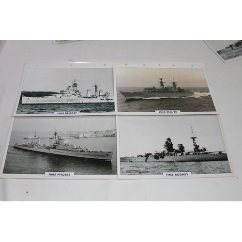 708 - LARGE QUANTITY OF LARGE PHOTO / INFORMATION PRINTS OF A VARIETY OF UK NAVY HMS SUBMARINES AND SHIPS