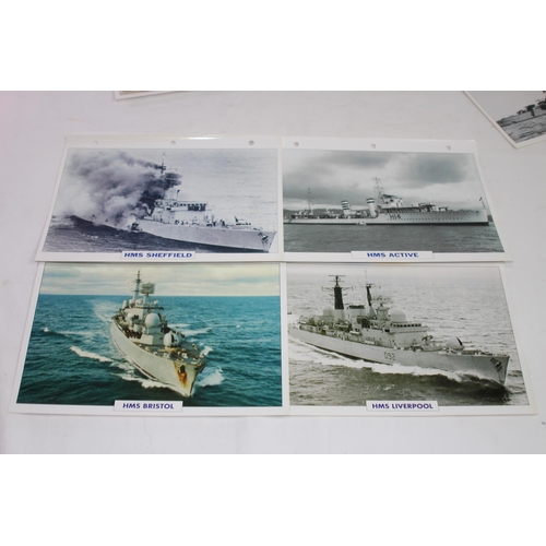 708 - LARGE QUANTITY OF LARGE PHOTO / INFORMATION PRINTS OF A VARIETY OF UK NAVY HMS SUBMARINES AND SHIPS