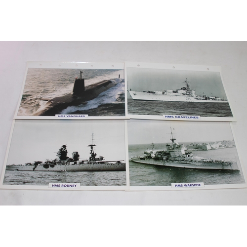 708 - LARGE QUANTITY OF LARGE PHOTO / INFORMATION PRINTS OF A VARIETY OF UK NAVY HMS SUBMARINES AND SHIPS