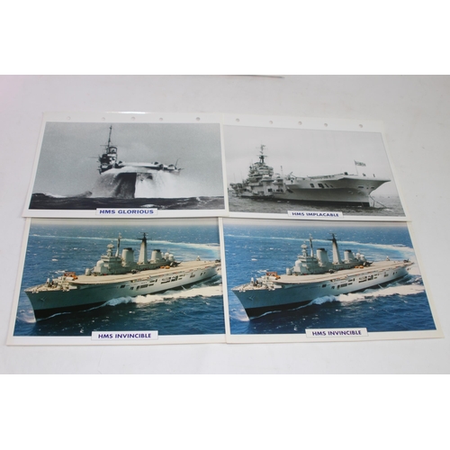 708 - LARGE QUANTITY OF LARGE PHOTO / INFORMATION PRINTS OF A VARIETY OF UK NAVY HMS SUBMARINES AND SHIPS