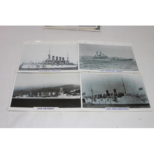 709 - LARGE QUANTITY OF LARGE PHOTOS / INFORMATION PRINTS OF A VARIETY OF USS NAVY SHIPS