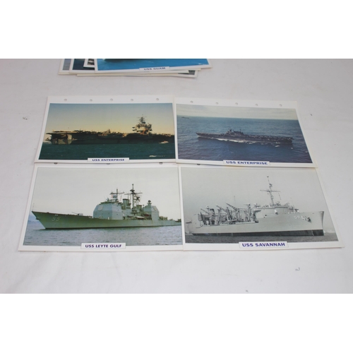 709 - LARGE QUANTITY OF LARGE PHOTOS / INFORMATION PRINTS OF A VARIETY OF USS NAVY SHIPS