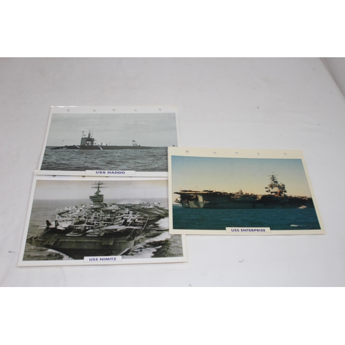 709 - LARGE QUANTITY OF LARGE PHOTOS / INFORMATION PRINTS OF A VARIETY OF USS NAVY SHIPS