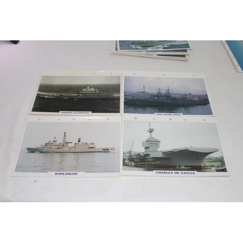 710 - LARGE QUANTITY OF LARGE PHOTOS / INFORMATION PRINTS OF A VARIETY OF WORLD NAVY SHIPS INCLUDING GERMA... 