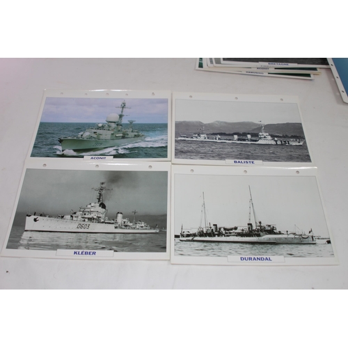 710 - LARGE QUANTITY OF LARGE PHOTOS / INFORMATION PRINTS OF A VARIETY OF WORLD NAVY SHIPS INCLUDING GERMA... 