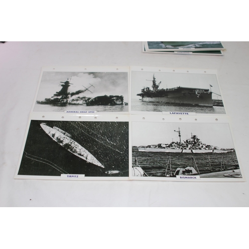 710 - LARGE QUANTITY OF LARGE PHOTOS / INFORMATION PRINTS OF A VARIETY OF WORLD NAVY SHIPS INCLUDING GERMA... 