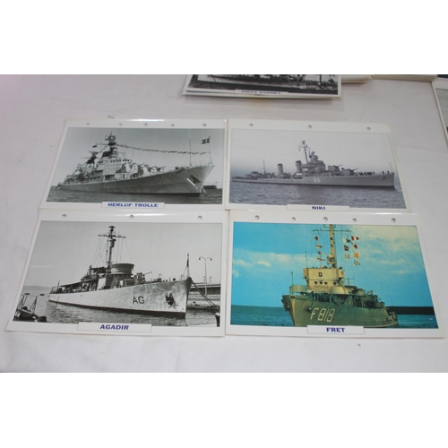 710 - LARGE QUANTITY OF LARGE PHOTOS / INFORMATION PRINTS OF A VARIETY OF WORLD NAVY SHIPS INCLUDING GERMA... 