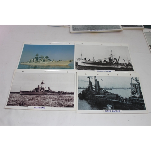 710 - LARGE QUANTITY OF LARGE PHOTOS / INFORMATION PRINTS OF A VARIETY OF WORLD NAVY SHIPS INCLUDING GERMA... 