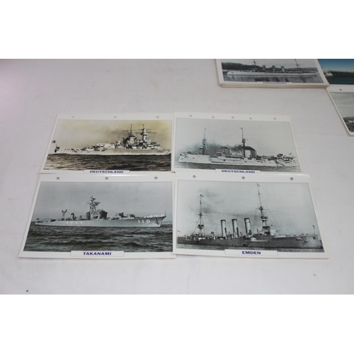 710 - LARGE QUANTITY OF LARGE PHOTOS / INFORMATION PRINTS OF A VARIETY OF WORLD NAVY SHIPS INCLUDING GERMA... 