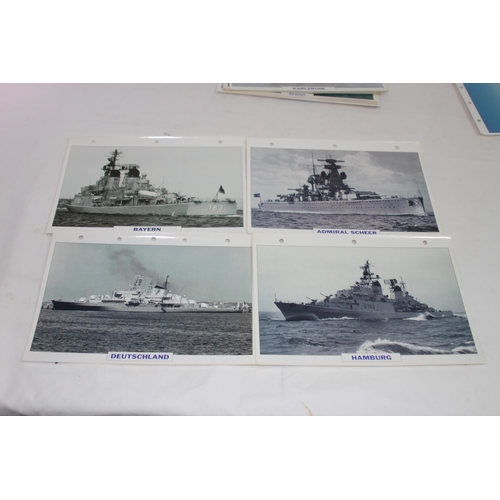 710 - LARGE QUANTITY OF LARGE PHOTOS / INFORMATION PRINTS OF A VARIETY OF WORLD NAVY SHIPS INCLUDING GERMA... 