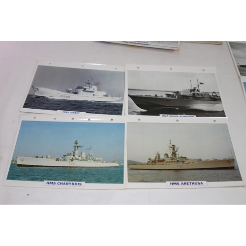 711 - LARGE QUANTITY OF LARGE PHOTO / INFORMATION PRINTS OF BRITISH NAVY VESSELS