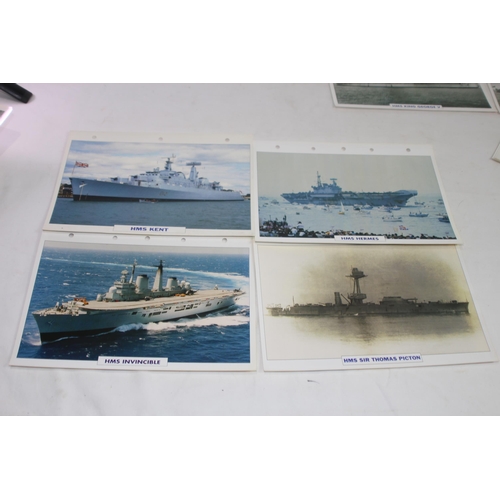 711 - LARGE QUANTITY OF LARGE PHOTO / INFORMATION PRINTS OF BRITISH NAVY VESSELS