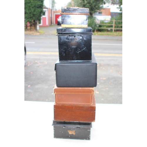 548 - QUANTITY OF STORAGE BOXES - 3 X METAL AND 3 X SMALL SUITCASES 
36 X 24CM