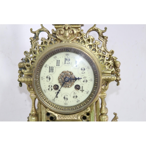 795 - ANTIQUE FRENCH BRASS MANTLE CLOCK
48 X 26 X 12CM