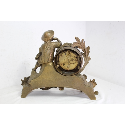 796 - ANTIQUE ITALIAN BRASS MANTLE CLOCK
35 X 13 X 31CM