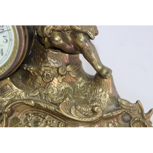 796 - ANTIQUE ITALIAN BRASS MANTLE CLOCK
35 X 13 X 31CM