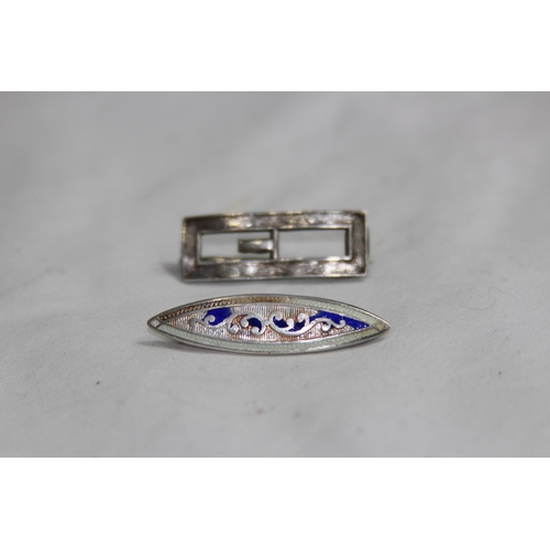 928 - CHARLES HORNER SILVER AND ENAMEL BROOCH - CHESTER 1914 AND CHARLES SILVER BUCKLE BROOCH - CHESTER 19... 