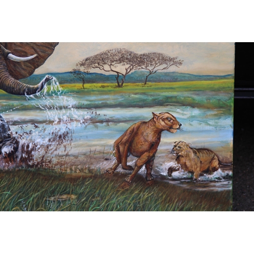 155 - WILDLIFE OIL ON CANVAS SIGNED PRINCE 
100 X 70CM