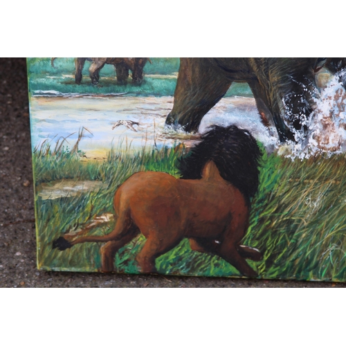 155 - WILDLIFE OIL ON CANVAS SIGNED PRINCE 
100 X 70CM