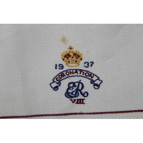 545 - EDWARD VII 1937 PACKAGED PAIR OF HAND EMBROIDED TOWELS - UNUSED