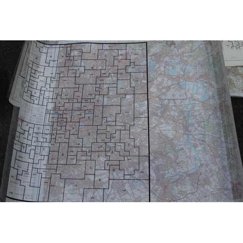 192 - LARGE QUANTITY OF ROLLED MAPS, SOME WITH CELLOPHANE GRID OVERLAY