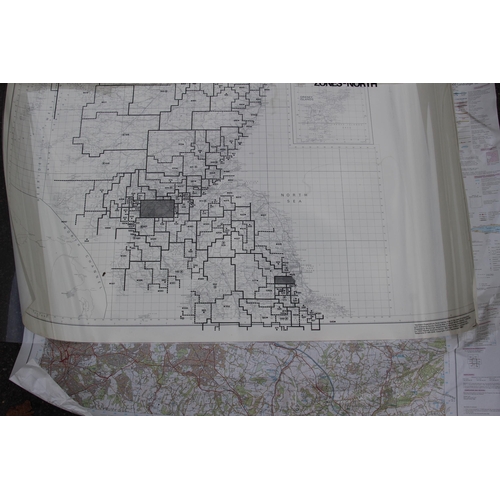 192 - LARGE QUANTITY OF ROLLED MAPS, SOME WITH CELLOPHANE GRID OVERLAY