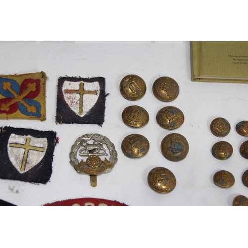 764 - MILITARY EPHEMERA INCLUDING BADGES