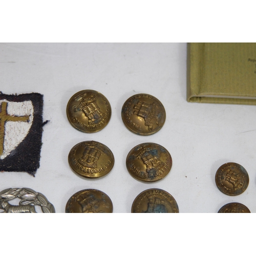 764 - MILITARY EPHEMERA INCLUDING BADGES