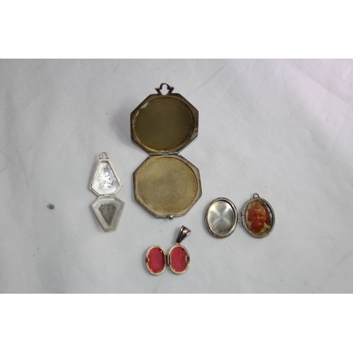 936 - FOUR SILVER LOCKET PENDANTS