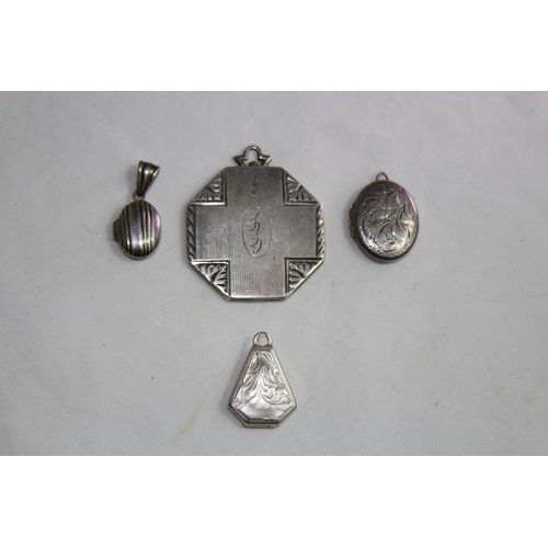 936 - FOUR SILVER LOCKET PENDANTS