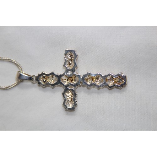 939 - TWO LARGE CRUCIFIX SILVER NECKLACES