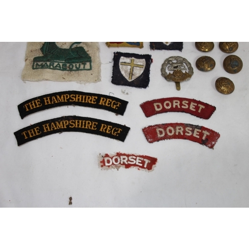 764 - MILITARY EPHEMERA INCLUDING BADGES