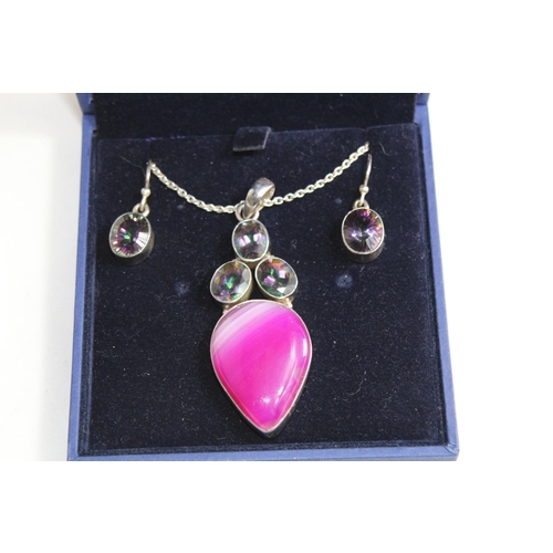 923 - Swarovski SILVER PENDANT NECKLACE AND EARRING SET WITH COA AND ORIGINAL RECEIPT