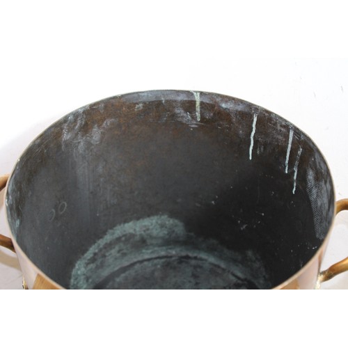 490A - LARGE VINTAGE BRASS BUCKET AND FIRESIDE TOOLS 
32 X 31CM