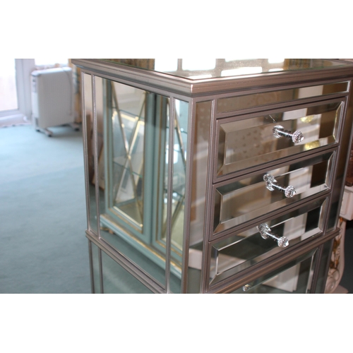 16 - SIX DRAWER MIRROR CHEST OF DRAWERS 
56 X 44 X 128CM