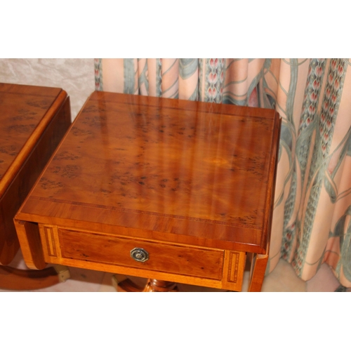 21 - PAIR OF REPRODUCTION DROP LEAF SIDE TABLE 
77X 46 X 65CM