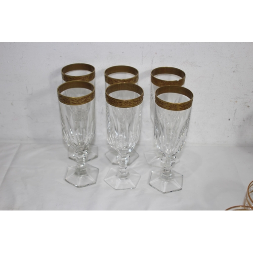 214 - LARGE QUANTITY OF VINTAGE GILT AND CUT GLASS DRINKING GLASSES