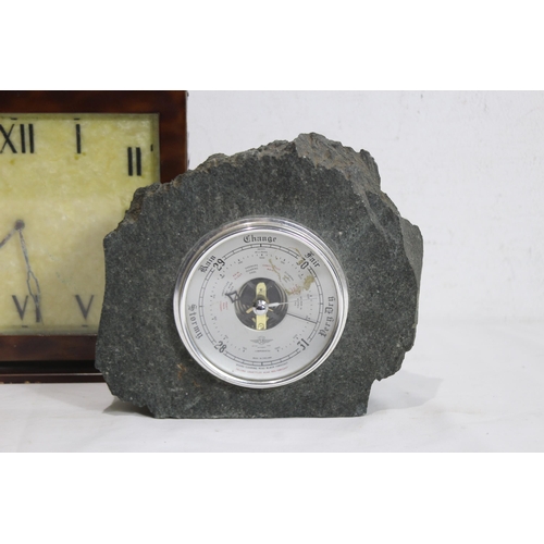 317 - VINTAGE CLOCKS AND GRANITE BAROMETER
23 X 20CM