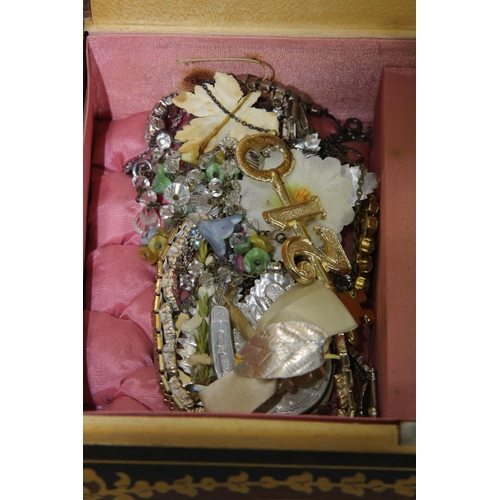 338 - JEWELLERY BOX AND CONTENTS