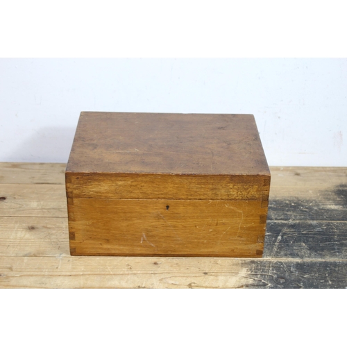 407 - VINTAGE WOODEN BOX OF WATCHES ETC