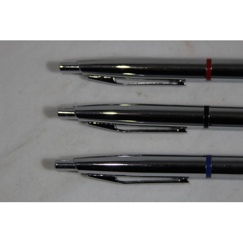 858 - CASED SET OF CONWAY STEWART BIRO PENS AND ONE OTHER