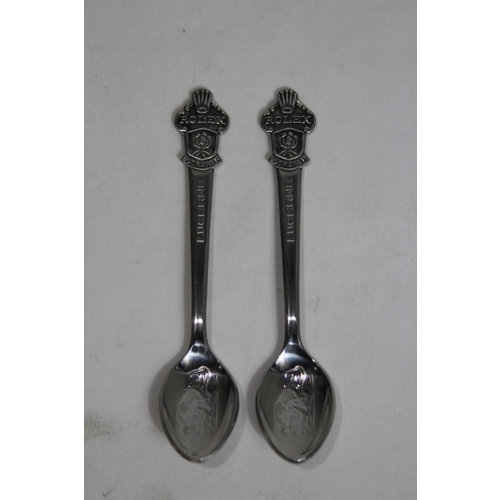 857 - PAIR OF ROLEX COMEMMORATIVE SPOONS