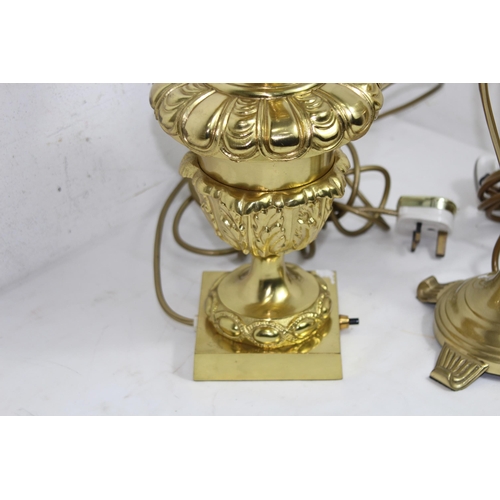 180 - 2 X  BRASS ORNATE LAMPS
67CM