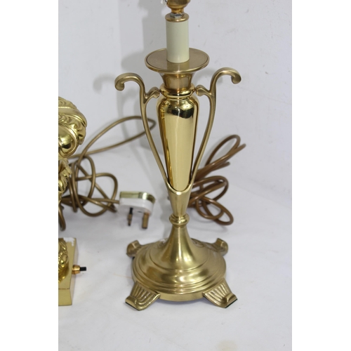 180 - 2 X  BRASS ORNATE LAMPS
67CM