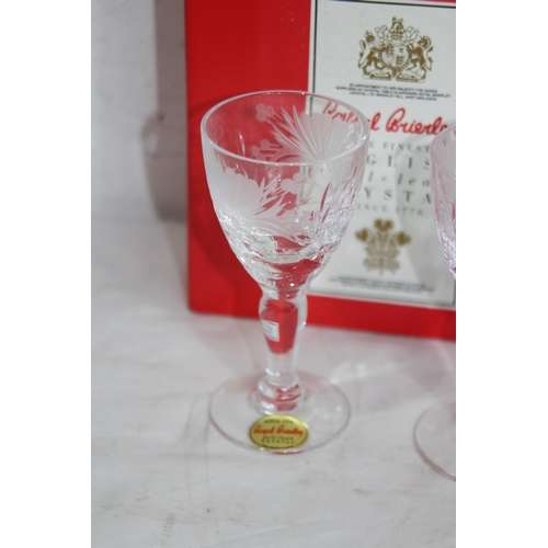 220 - 2 PAIRS OF BOXED ROYAL BRIERLEY HONEYSUCKLE SHERRY GLASSES