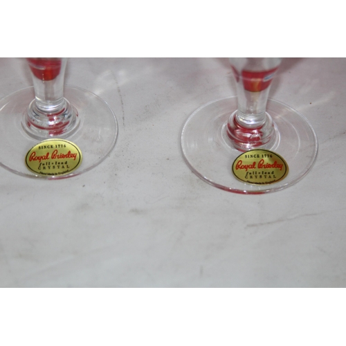 220 - 2 PAIRS OF BOXED ROYAL BRIERLEY HONEYSUCKLE SHERRY GLASSES